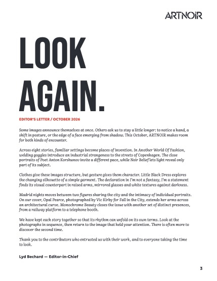 ARTNOIR Issue 26, October 2026, page 3