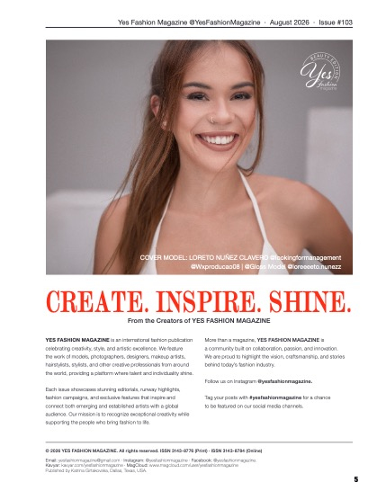 Yes Fashion Magazine, Issue #103, August 2026, Beauty Edition, page 5