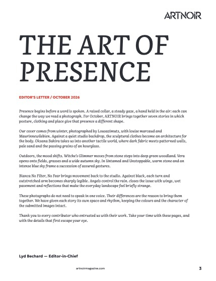 ARTNOIR Issue 27, October 2026, page 3