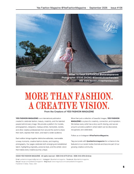 Yes Fashion Magazine, Issue #106, September 2026, Fashion Edition, page 5