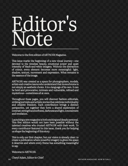 ARTNOIR Magazine Issue 01 July 2026, page 6