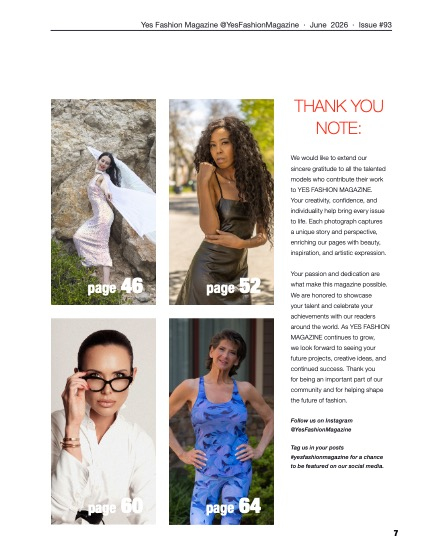 Yes Fashion Magazine, Issue #93, June 2026, Fashion Edition, page 7